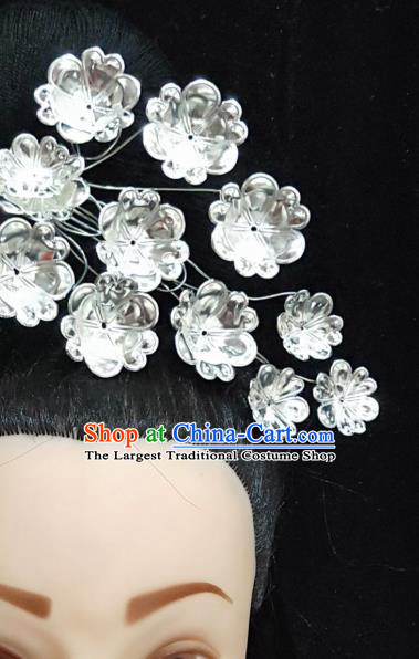 China Ethnic Folk Dance Hair Accessories Minority Argent Flowers Hairpin Miao Nationality Bride Hair Stick