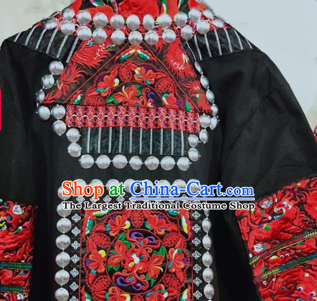 Chinese Miao Ethnic Men Embroidered Coat Costumes Quality Miao Nationality Folk Dance Clothing