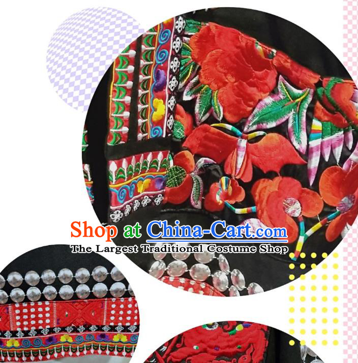 Chinese Miao Ethnic Men Embroidered Coat Costumes Quality Miao Nationality Folk Dance Clothing
