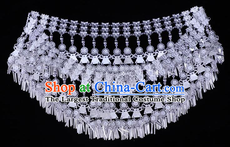 China Miao Silver Waist Jewelry Yunnan Miao Ethnic Argent Belt Traditional Minority Decoration Accessories