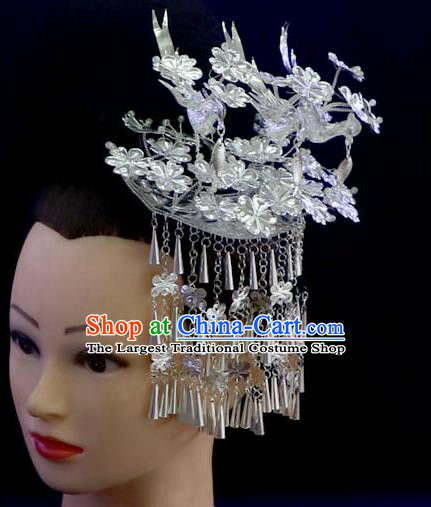 Quality Chinese Miao Minority Three Birds Tassel Hair Stick Ethnic Nationality Phoenix Hairpins Festival Hair Accessories