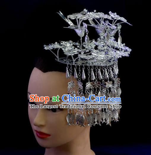 Quality Chinese Miao Minority Three Birds Tassel Hair Stick Ethnic Nationality Phoenix Hairpins Festival Hair Accessories