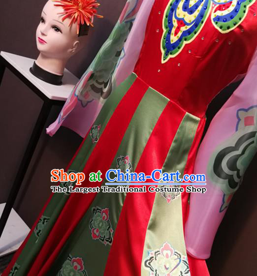 China Classical Dance Costumes Fan Dance Dress Spring Festival Gala Flying Dance Clothing and Headwear