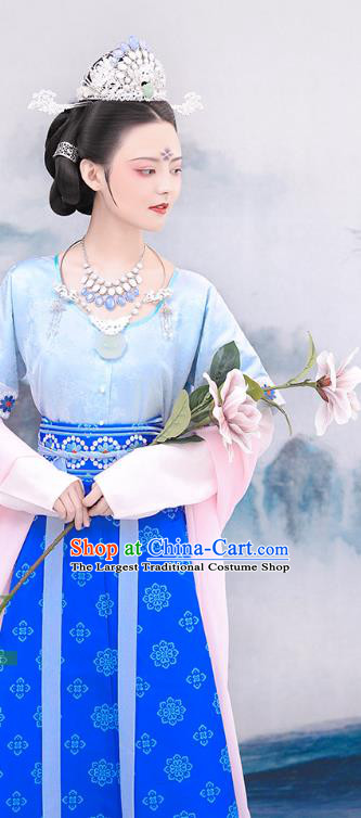 Chinese Tang Dynasty Princess Costumes Traditional Classical Dance Hanfu Dress Ancient Palace Lady Embroidered Top Blouse and Skirt Outfits