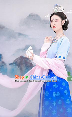 Chinese Tang Dynasty Princess Costumes Traditional Classical Dance Hanfu Dress Ancient Palace Lady Embroidered Top Blouse and Skirt Outfits