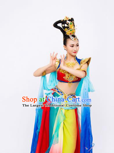 Chinese Classical Dance Clothing Traditional Dunhuang Flying Apsaras Dance Costumes Goddess Outfits and Headpieces