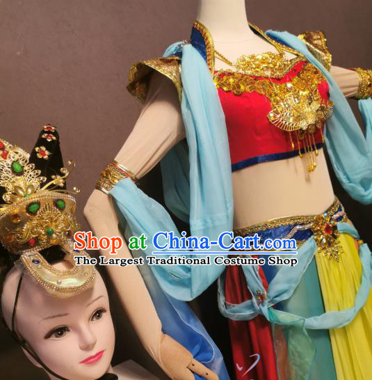 Chinese Classical Dance Clothing Traditional Dunhuang Flying Apsaras Dance Costumes Goddess Outfits and Headpieces