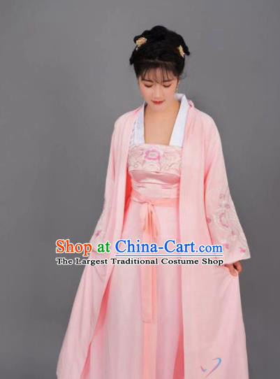 China Ancient Noble Female Pink Hanfu Dress Traditional Clothing Drama Song Dynasty Patrician Lady Sheng Minglan Costume