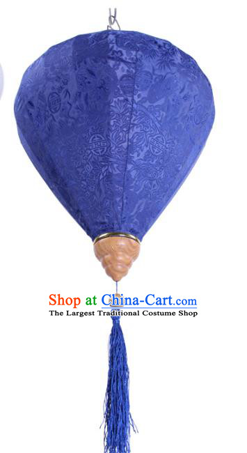 Handmade Chinese Classical Blue Silk Palace Lanterns Traditional New Year Decoration Lantern Spring Festival Lamp