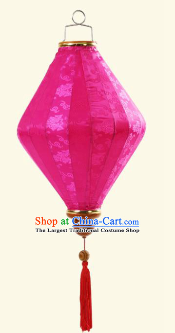 Handmade Chinese Classical Floral Scroll Pattern Rosy Silk Palace Lanterns Traditional New Year Decoration Lantern Spring Festival Lamp