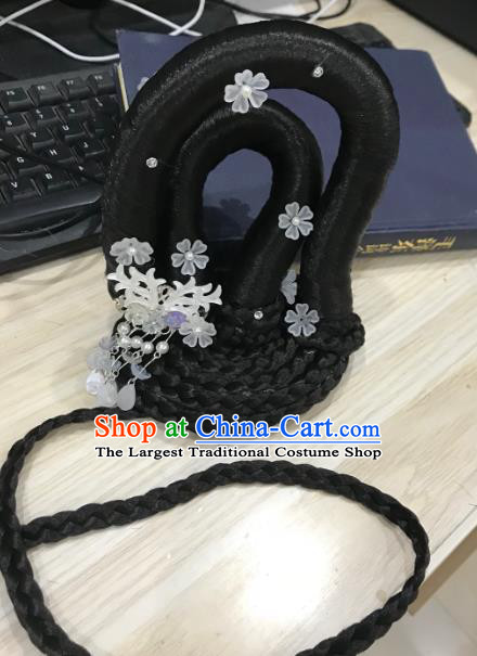 Custom China Classical Dance Hair Accessories Fan Dance Wigs Headwear
