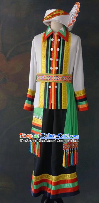 Custom China Dai Ethnic Folk Dance Clothing Traditional Minority Costumes Yunnan Nationality Water Sprinkling Festival Outfits and Hat