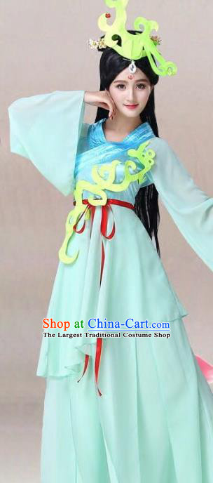 China Traditional Yu Ren Wu Performance Costume Court Lady Dance Clothing Classical Dance Light Green Dress