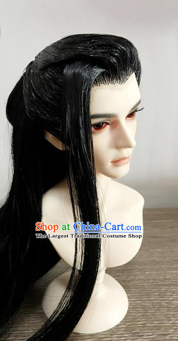 China BJD Noble Childe Wig Sheath Cosplay Ancient Swordsman Black Wigs Headwear