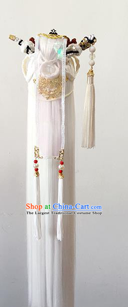 Handmade China Cosplay Childe Mu Shaoai Wigs Ancient Swordsman Hair Accessories BJD Swordsman White Wig Sheath