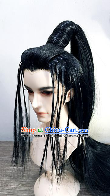 China BJD Ming Dynasty Swordsman Black Wig Sheath Cosplay Ancient Knight Wigs