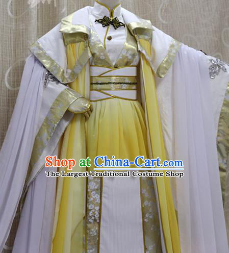 China Ancient Emperor Golden Clothing Custom Professional Cosplay Swordsman King God Costumes