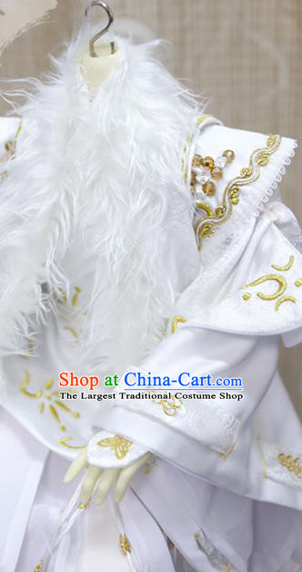 BJD Chivalrous Man Costumes Custom China Ancient Cosplay Royal Highness White Clothing