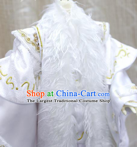 BJD Chivalrous Man Costumes Custom China Ancient Cosplay Royal Highness White Clothing