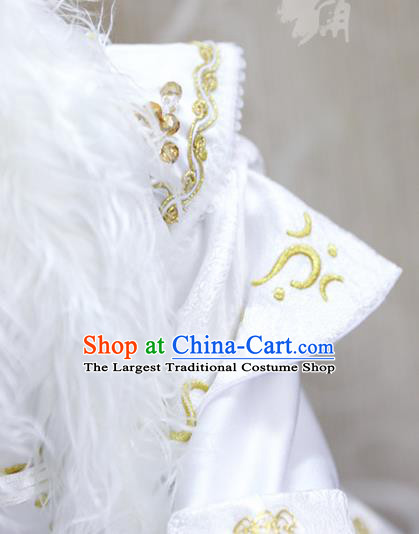 BJD Chivalrous Man Costumes Custom China Ancient Cosplay Royal Highness White Clothing