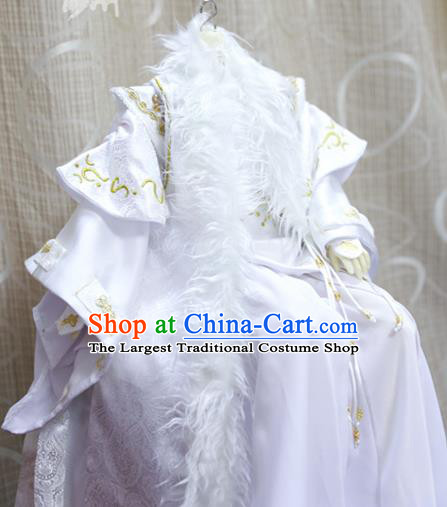 BJD Chivalrous Man Costumes Custom China Ancient Cosplay Royal Highness White Clothing