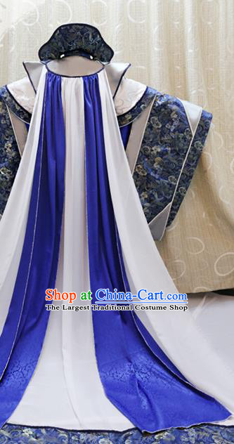 Cosplay Royal King Commander Costumes Custom China Ancient Swordsman Beiming Huangyuan Blue Clothing