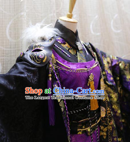 Cosplay Martial Arts Male Commander Costumes Custom China Ancient Swordsman Purple Clothing