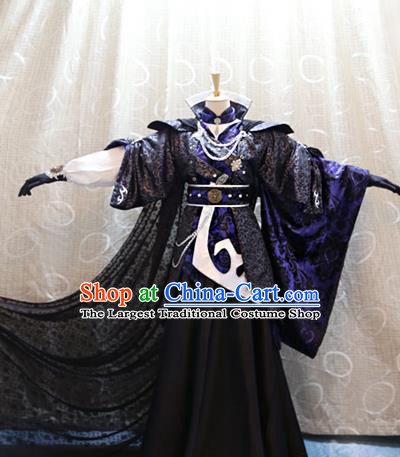 Cosplay Knight Tang Jue Costumes Custom China Ancient Swordsman Black Clothing