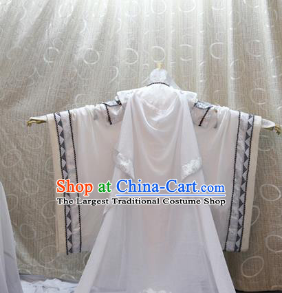 Cosplay Royal Highness Shi Yanwen Costumes Custom China Ancient Swordsman King White Clothing