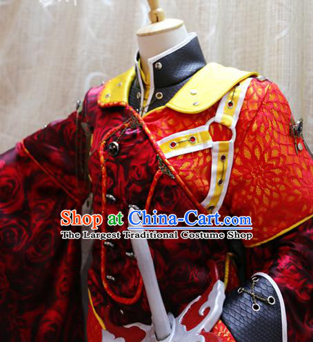 Cosplay Emperor Yinchuan Costumes Custom China Ancient Swordsman King Red Clothing