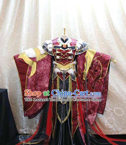 Cosplay Warrior Commander Red Costumes Custom China Ancient Swordsman Yu Bingtao Clothing