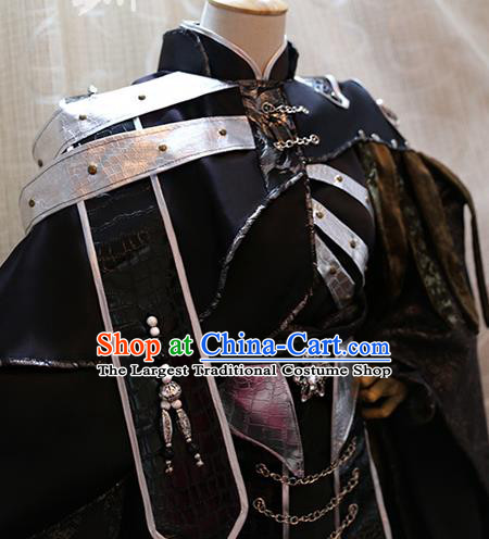 Cosplay King Xijing Wuque Costumes Custom China Ancient Swordsman Black Clothing Complete Set