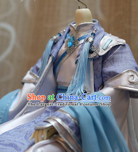 BJD Doll Childe Costumes Custom China Ancient Cosplay Swordsman Blue Clothing