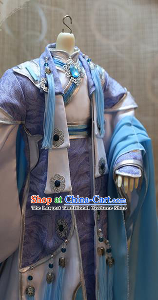 BJD Doll Childe Costumes Custom China Ancient Cosplay Swordsman Blue Clothing