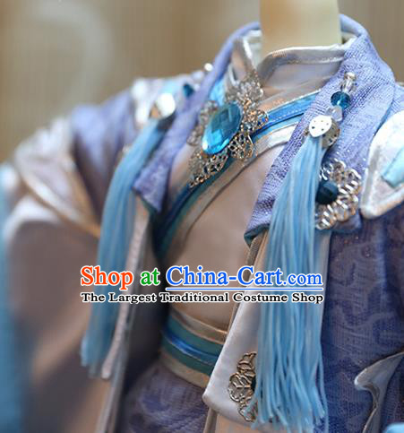 BJD Doll Childe Costumes Custom China Ancient Cosplay Swordsman Blue Clothing