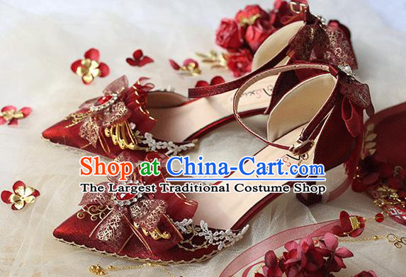 Halloween Cosplay Red High Heels Shoes Custom Bride Shoes