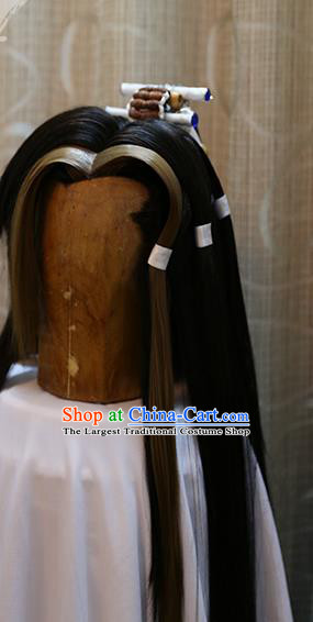 Cosplay Swordsman Shi Jiuru Wig Sheath Handmade China Ancient Chivalrous Knight Wigs Style and Hair Accessories