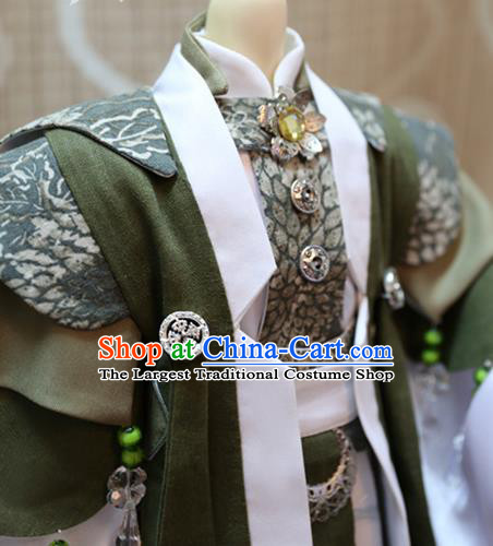 BJD Doll Chivalrous Man Costumes Custom China Ancient Cosplay Swordsman Green Clothing