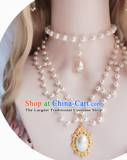 Europe Court Necklace Pearls Necklet Halloween Cosplay Baroque Bride Accessories