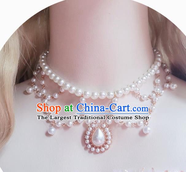 Court Pearls Necklace Halloween Cosplay Princess Accessories Baroque Bride Necklet