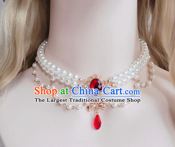Top Europe Court Pearls Necklet Halloween Cosplay Stage Show Accessories Princess Necklace