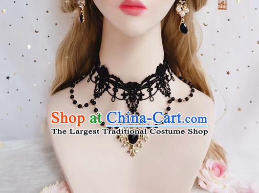 Top Gothic Black Lace Necklet Europe Court Necklace Halloween Cosplay Princess Stage Show Accessories