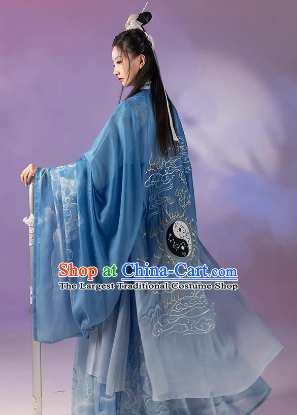 China Cosplay Jiang Ziya Apparels Traditional Shang Dynasty Hanfu Clothing Ancient Swordsman Costumes Full Set