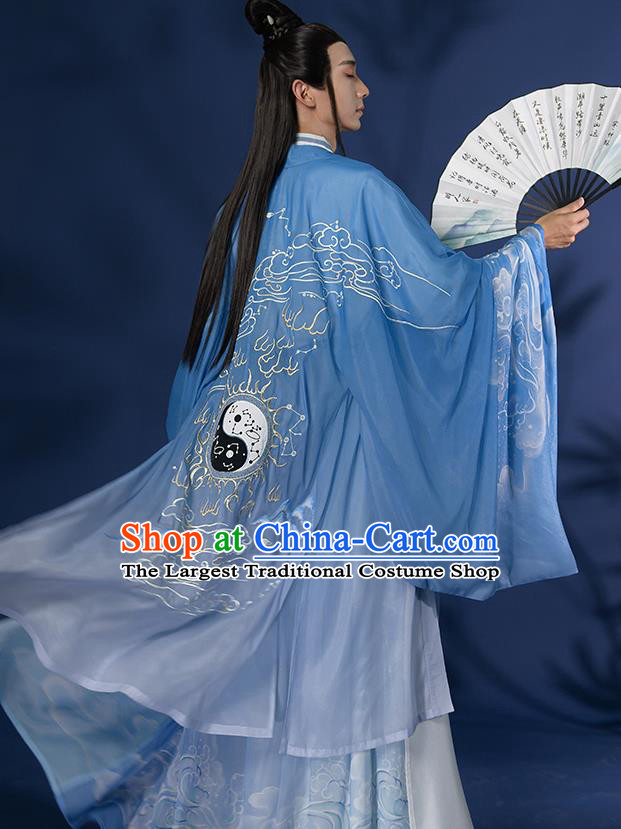 China Cosplay Jiang Ziya Apparels Traditional Shang Dynasty Hanfu Clothing Ancient Swordsman Costumes Full Set