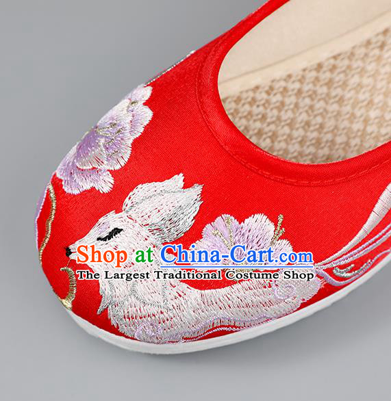 China Red Embroidered Shoes Princess Shoes Traditional Hanfu Shoes Handmade Cloth Shoes Ancient Wedding Shoes