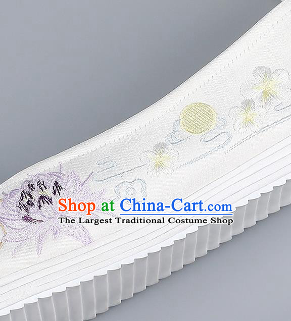 China Traditional Pearl Shoes Hanfu Shoes Ming Dynasty Princess Shoes Embroidered Lotus Shoes White Shoes