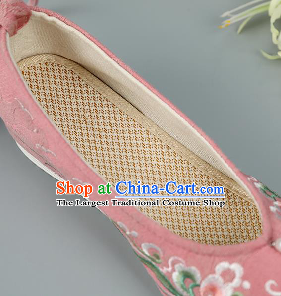 Top China Pearl Princess Shoes Embroidered Shoes Handmade National Shoes Traditional Hanfu Pink Cloth Shoes