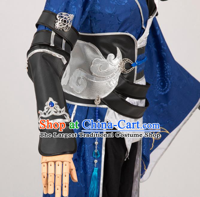 Cosplay Chinese Ming Dynasty Swordsman Costumes Ancient Knight Blue Clothing