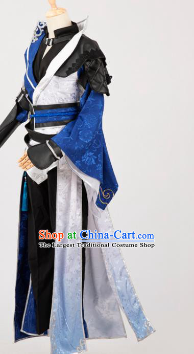 Cosplay Chinese Ming Dynasty Swordsman Costumes Ancient Knight Blue Clothing