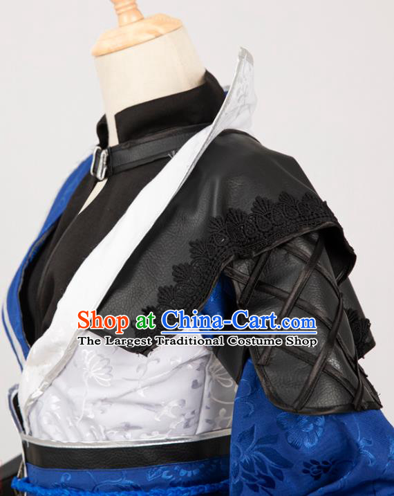 Cosplay Chinese Ming Dynasty Swordsman Costumes Ancient Knight Blue Clothing